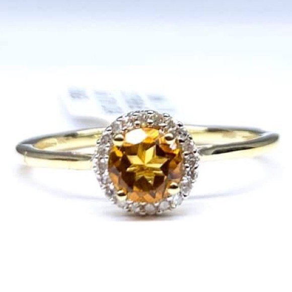 Jewelry - 10k Gold Citrine Diamond Halo Ring